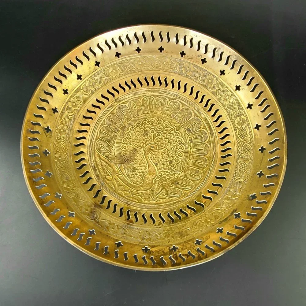 Vintage- Peacock Design - Made in India - Solid Brass Bowl - Fruit/ Candy Bowl